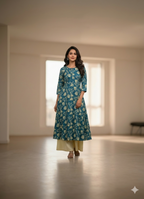 Jaipuri Cotton Kurti Palazoo Set Premium Stitched Style With Pocket For Daily Wear