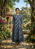 Embroidered  Work A Line  Cotton Palazzo with pocket