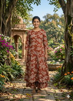 Embroidered  Work A Line  Cotton Palazzo with pocket