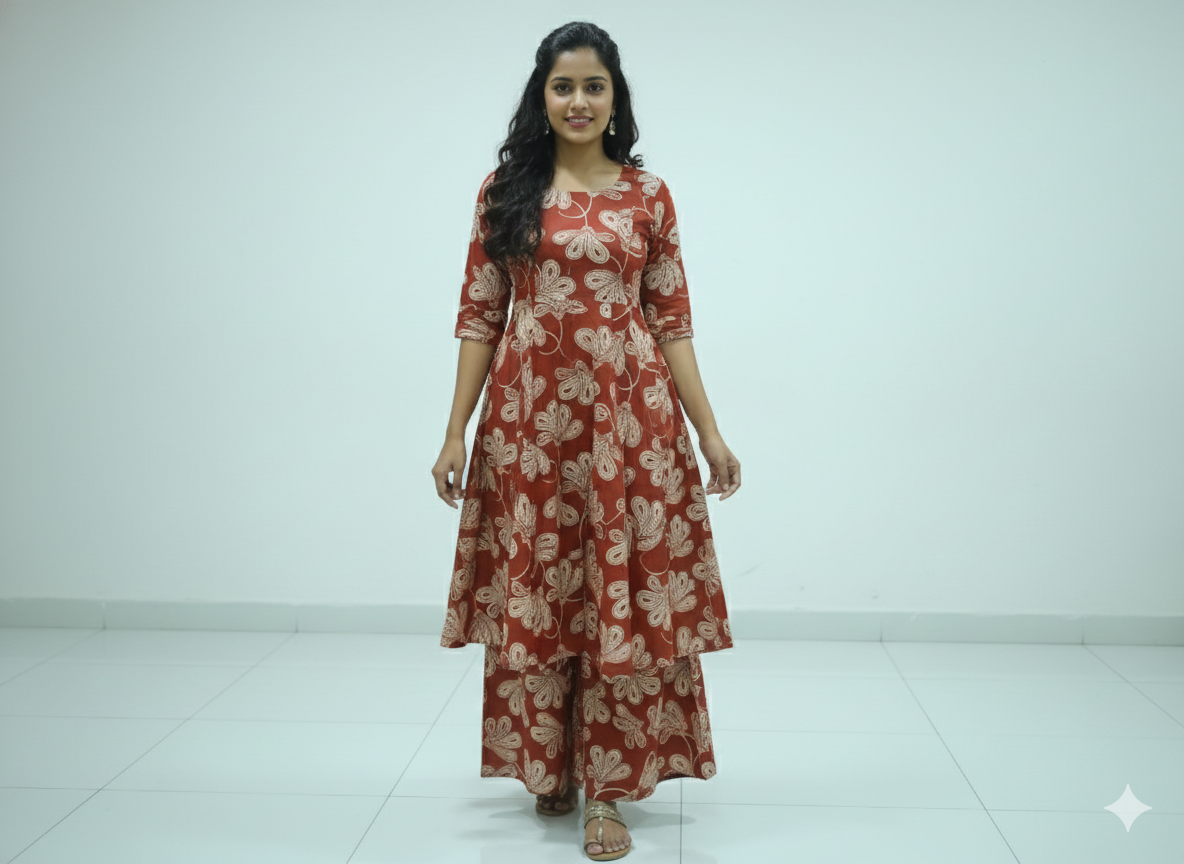 Jaipuri Cotton  A Line  Cotton Palazzo with pocket