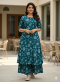 Jaipuri Cotton Kurti Palazoo Set Premium Stitched Style With Pocket For Daily Wear