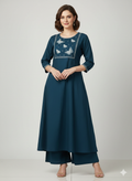 Embroidered  Work A Line  Cotton Palazzo with pocket