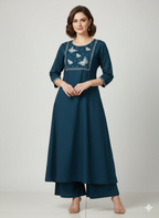 Embroidered  Work A Line  Cotton Palazzo with pocket