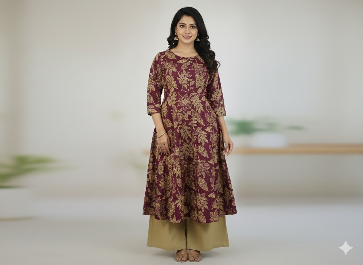 Jaipuri Cotton Kurti Palazoo Set Premium Stitched Style With Pocket For Daily Wear