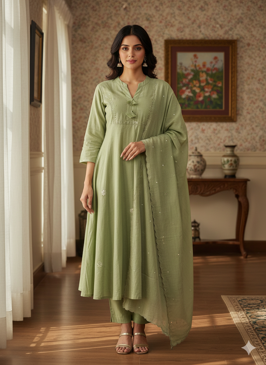 Mul chanderi silk dress
