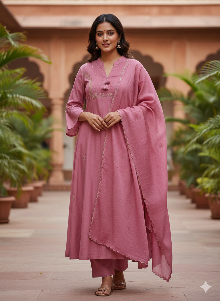 Mul chanderi silk dress