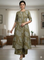 Jaipuri Cotton Kurti Palazoo Set Premium Stitched Style With Pocket For Daily Wear