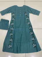 Embroidered  Work A Line  Cotton Palazzo with pocket