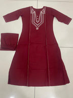 Embroidered  Work A Line  Cotton Palazzo with pocket