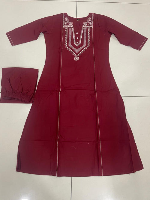 Embroidered  Work A Line  Cotton Palazzo with pocket